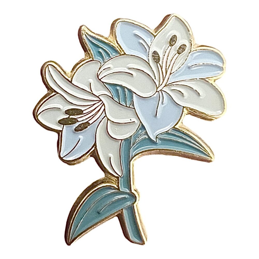 🧷💐🌺🌸🌷Flower Enamel Pins - BUNDLE OF 4 - Stunning Floral Enamel Pins On Gold Back - Picture 2 of 7